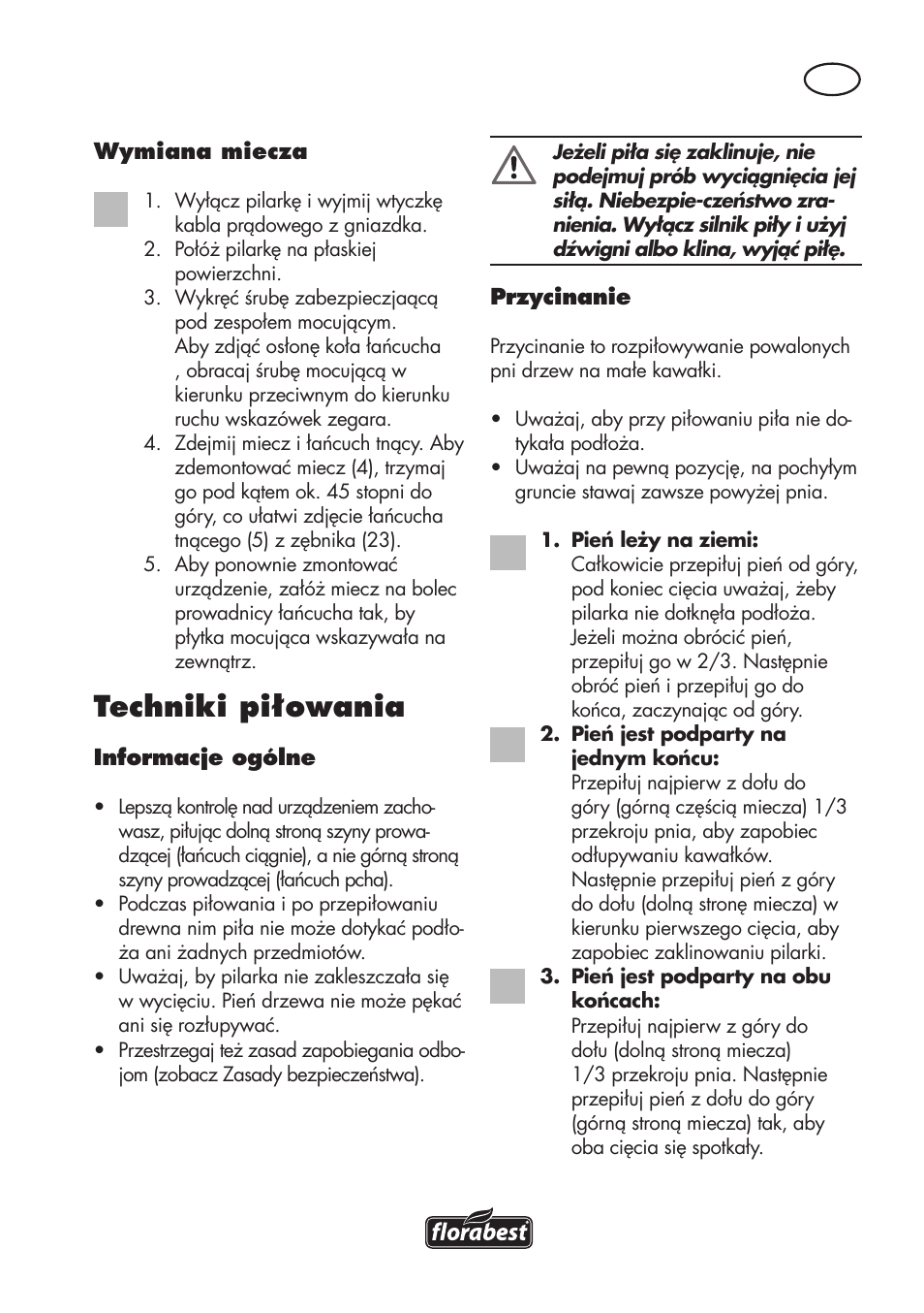 Techniki piłowania | Florabest FKS 2200 D2 User Manual | Page 39 / 172