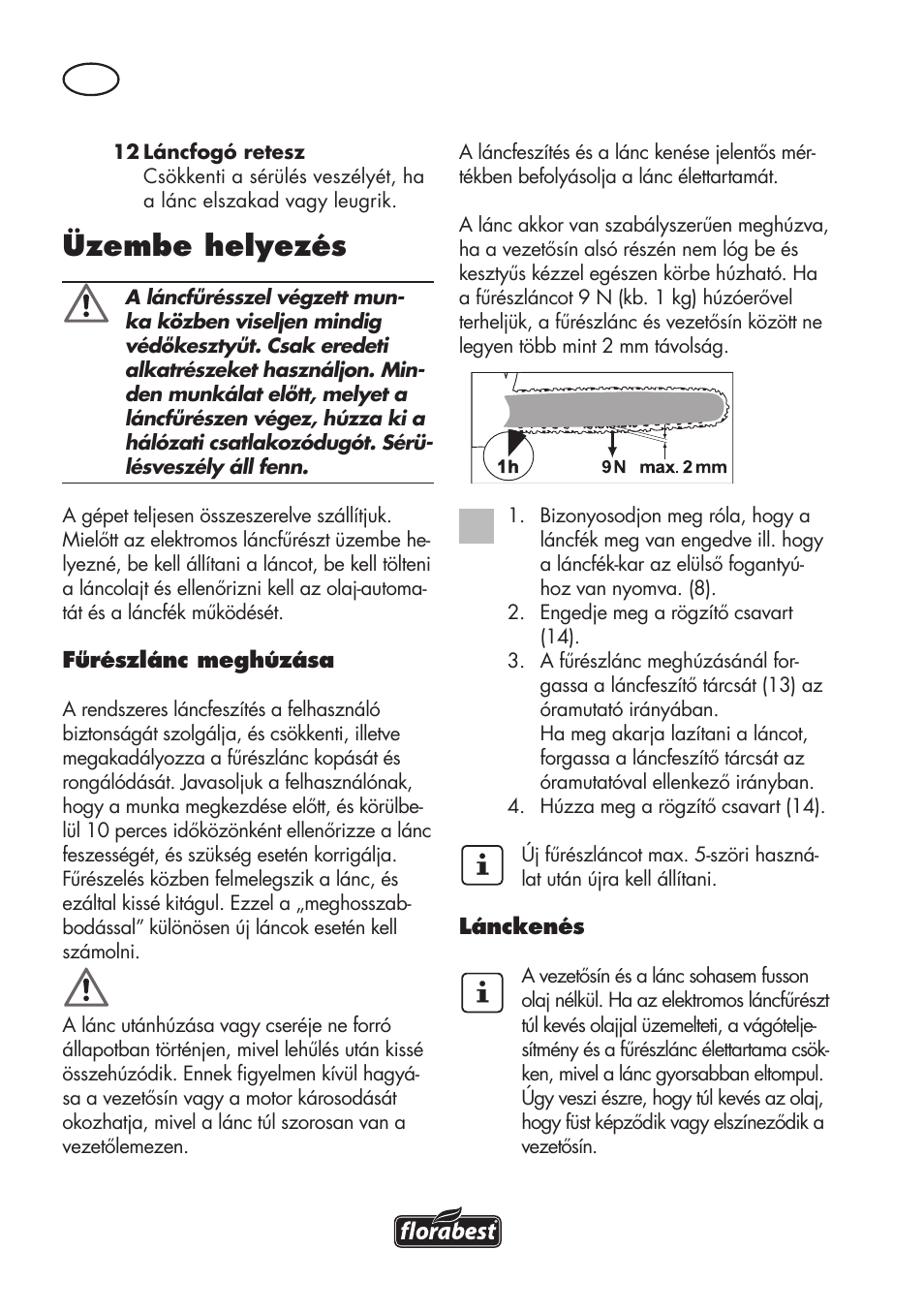 Üzembe helyezés | Florabest FKS 2200 D2 User Manual | Page 58 / 172