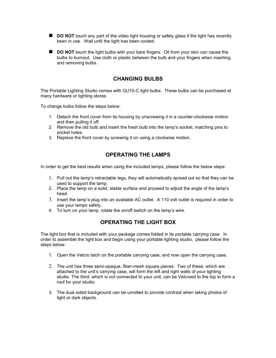 Digital Concepts PORTABLE LIGHT STUDIO PS-101 User Manual | Page 2 / 4