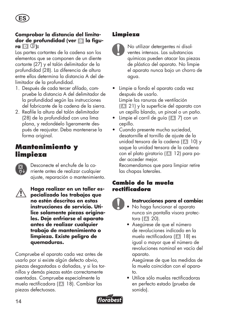 Mantenimiento y limpieza | Florabest FSG 85 B1 User Manual | Page 14 / 84