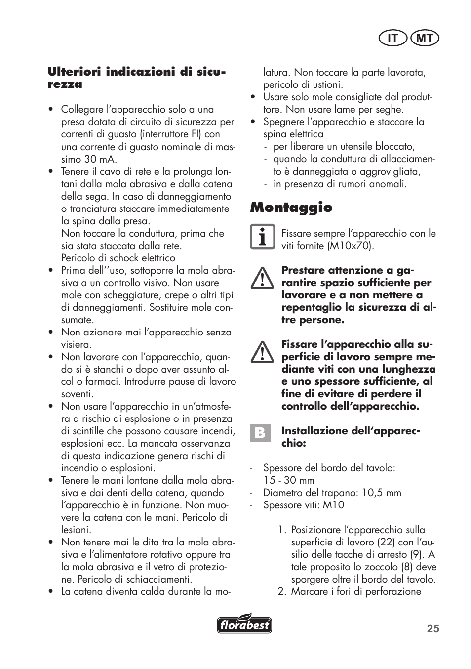 Montaggio, It mt | Florabest FSG 85 B1 User Manual | Page 25 / 84