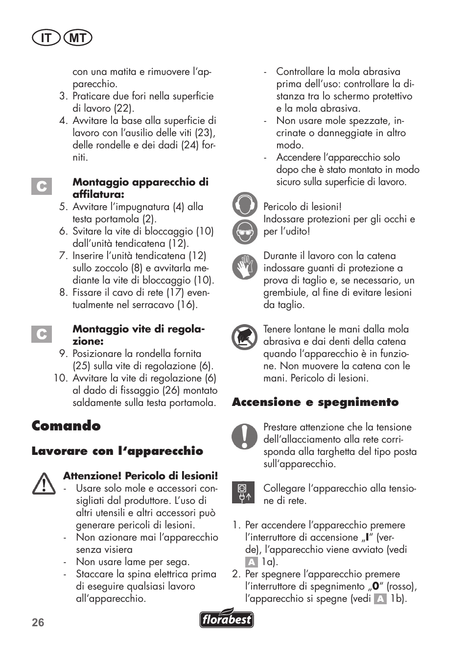 Comando, It mt | Florabest FSG 85 B1 User Manual | Page 26 / 84