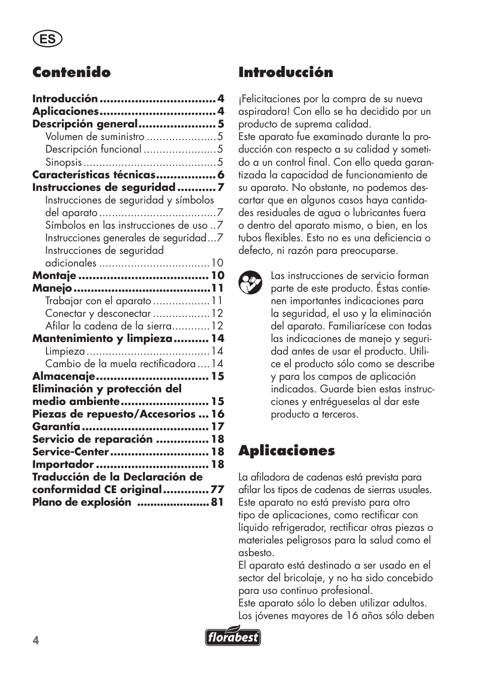 Florabest FSG 85 B1 User Manual | Page 4 / 84