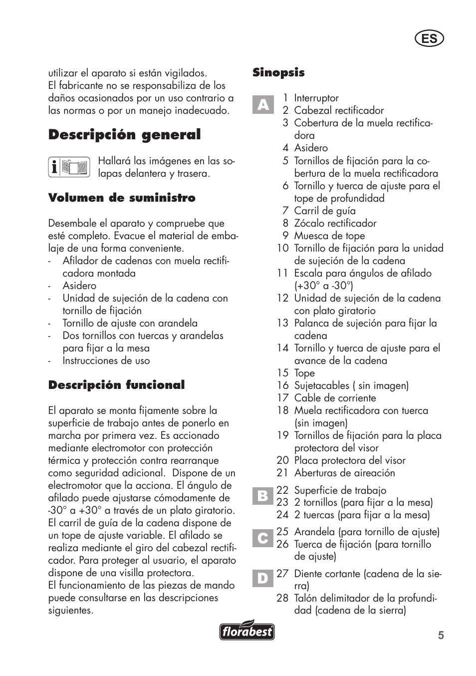 Descripción general | Florabest FSG 85 B1 User Manual | Page 5 / 84