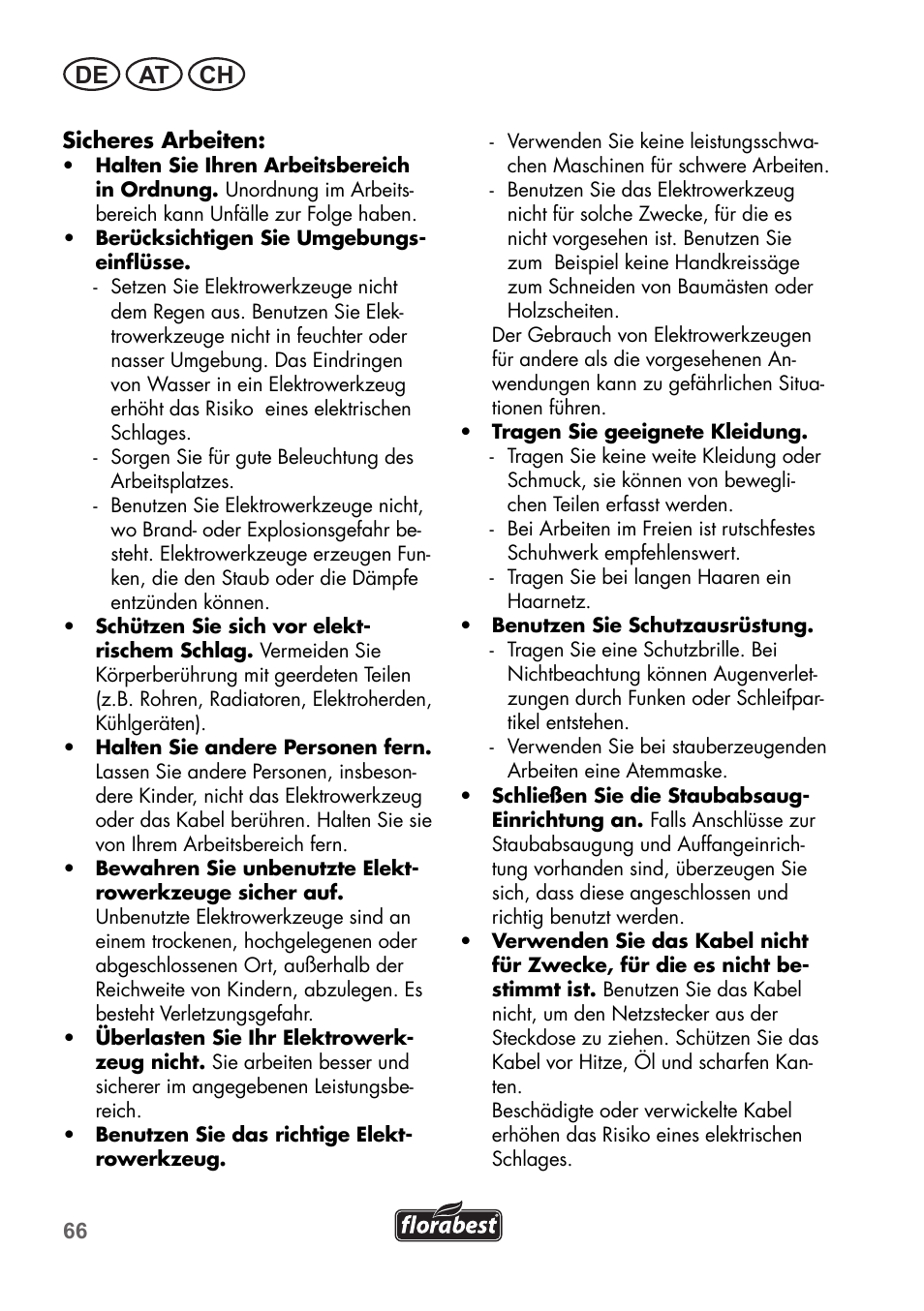 De at ch | Florabest FSG 85 B1 User Manual | Page 66 / 84