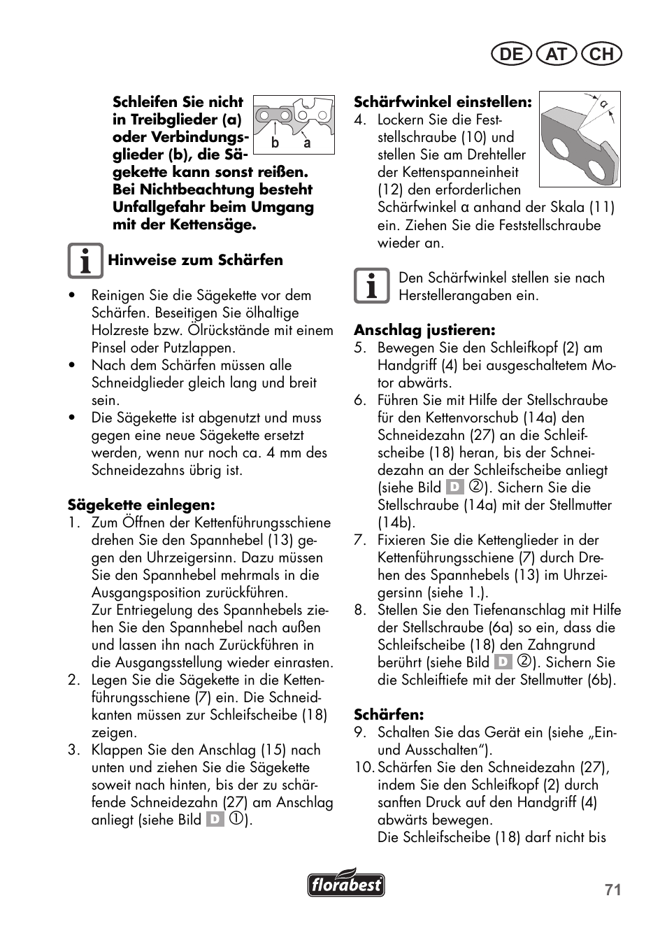 De at ch | Florabest FSG 85 B1 User Manual | Page 71 / 84