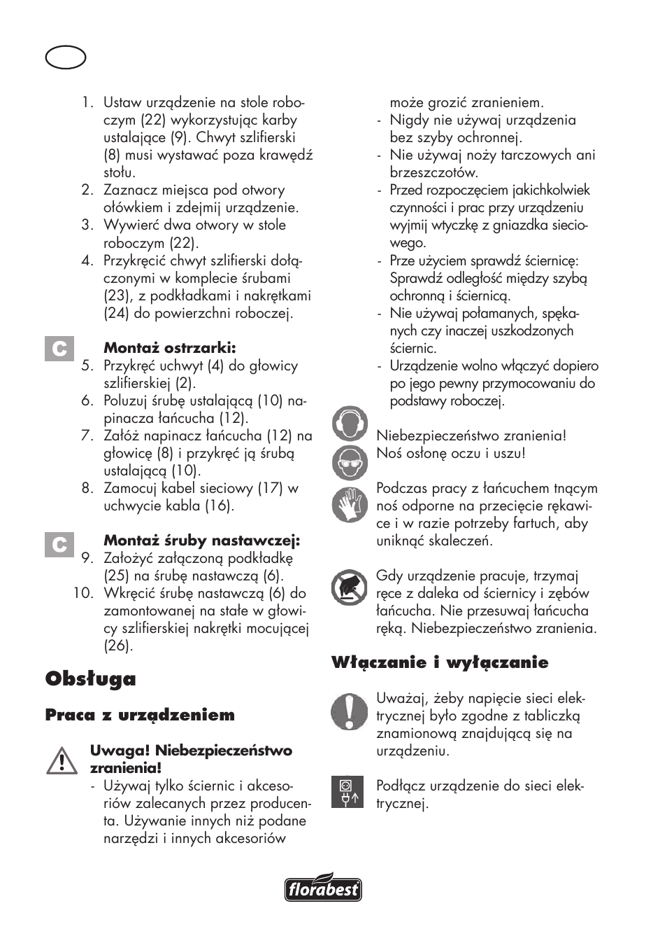 Obsługa | Florabest FSG 85 B1 User Manual | Page 24 / 112