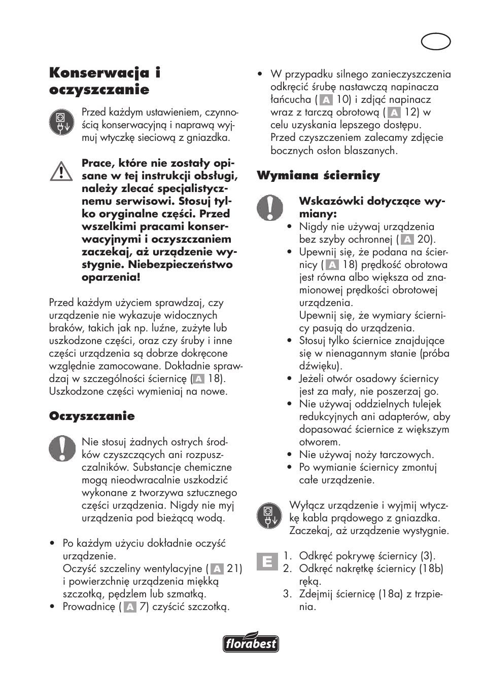 Konserwacja i oczyszczanie | Florabest FSG 85 B1 User Manual | Page 27 / 112