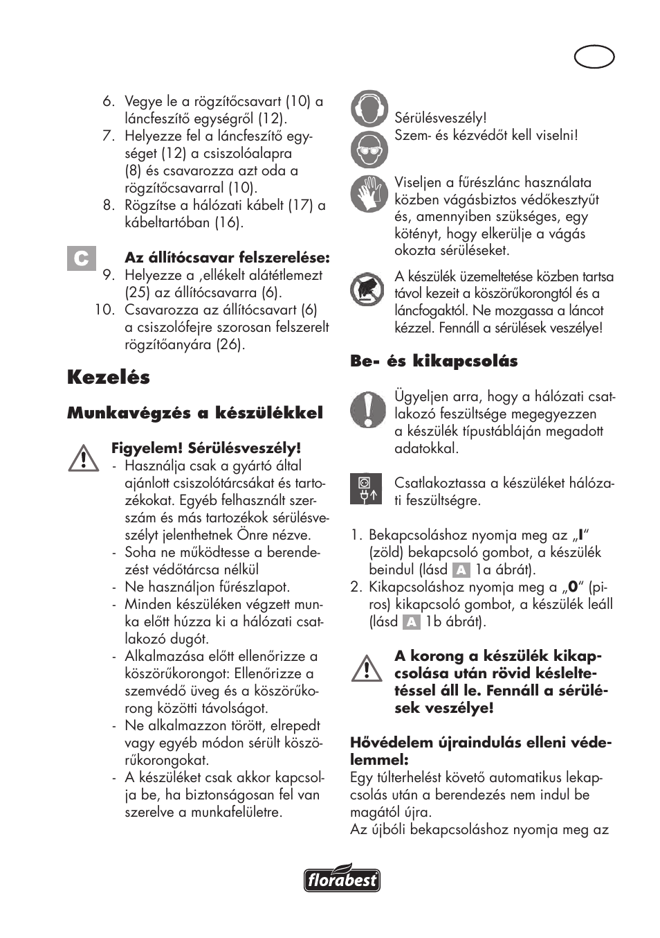 Kezelés | Florabest FSG 85 B1 User Manual | Page 39 / 112