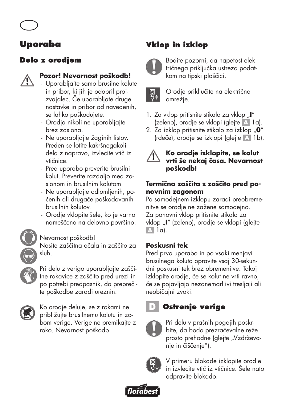Uporaba | Florabest FSG 85 B1 User Manual | Page 54 / 112