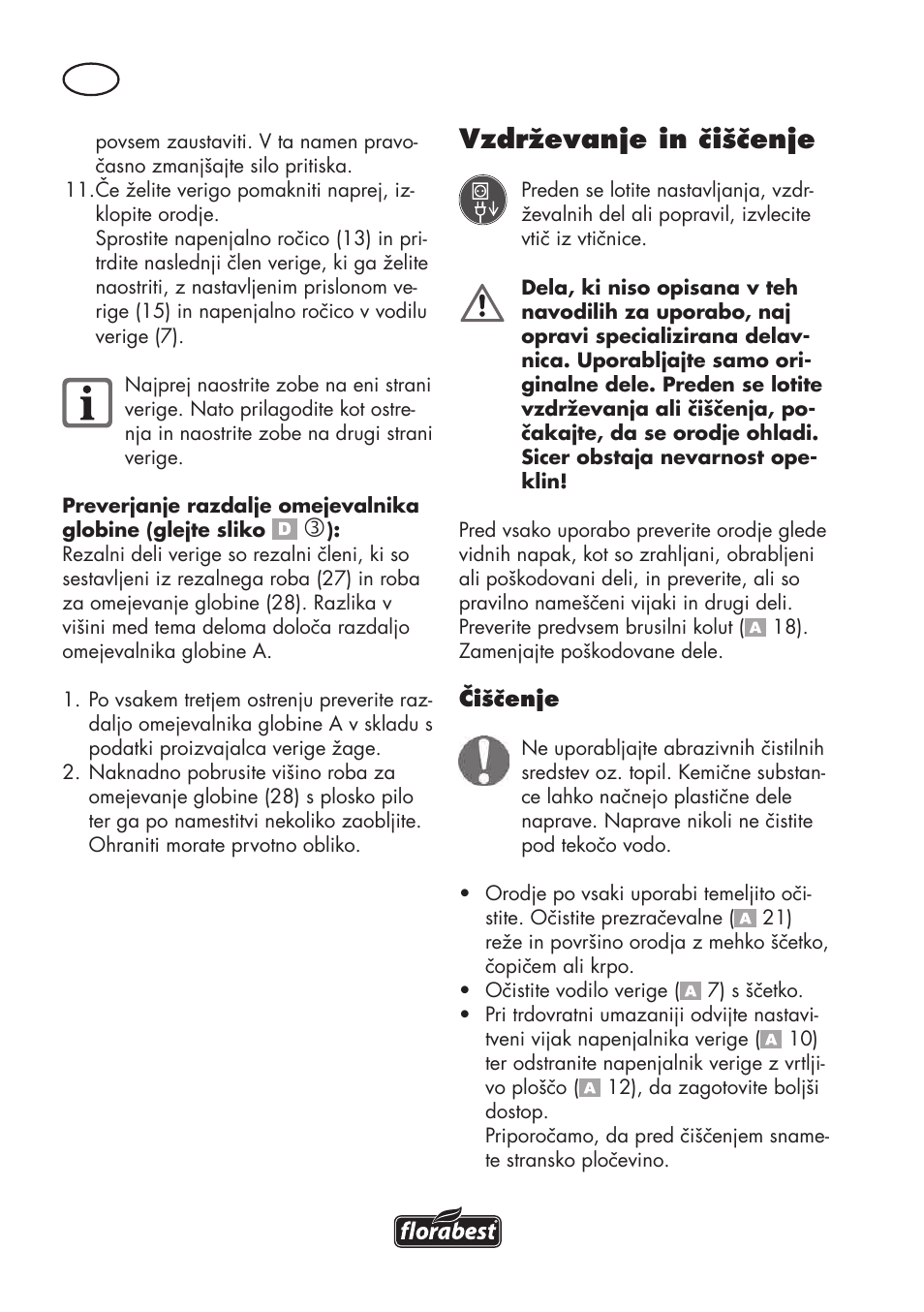 Vzdrževanje in čiščenje | Florabest FSG 85 B1 User Manual | Page 56 / 112