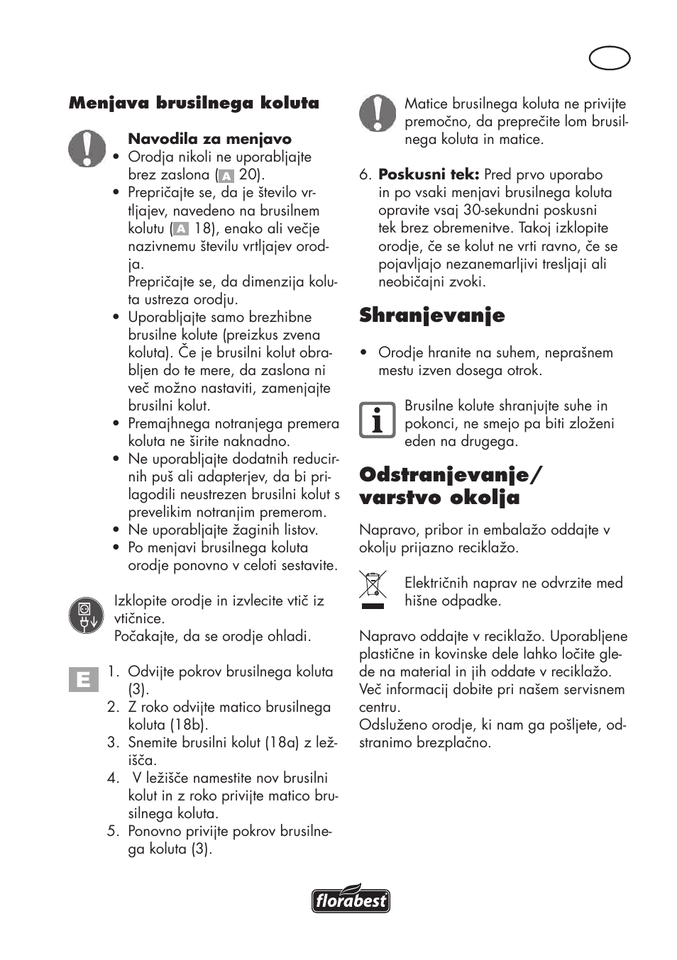 Shranjevanje, Odstranjevanje/ varstvo okolja | Florabest FSG 85 B1 User Manual | Page 57 / 112