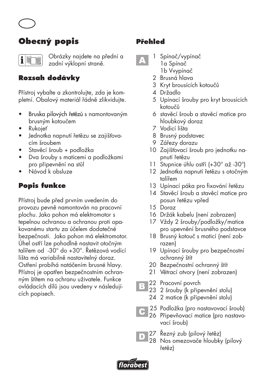 Obecný popis | Florabest FSG 85 B1 User Manual | Page 62 / 112