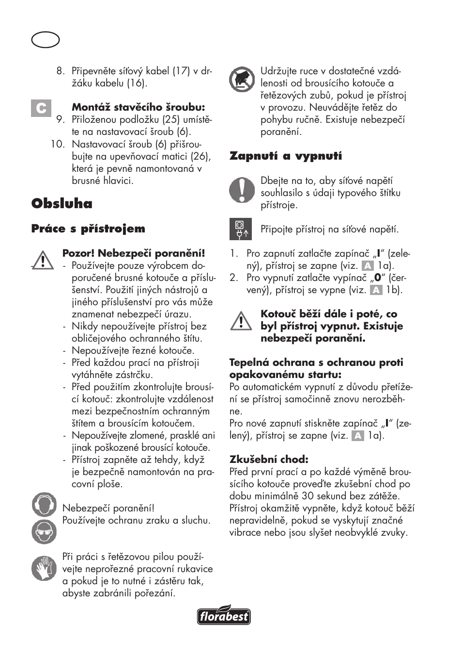 Obsluha | Florabest FSG 85 B1 User Manual | Page 68 / 112