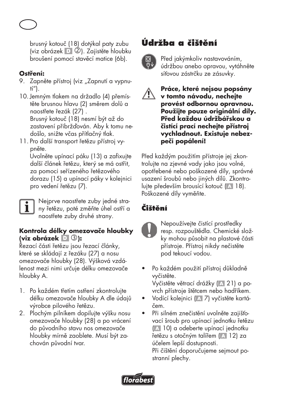 Údržba a čištění | Florabest FSG 85 B1 User Manual | Page 70 / 112