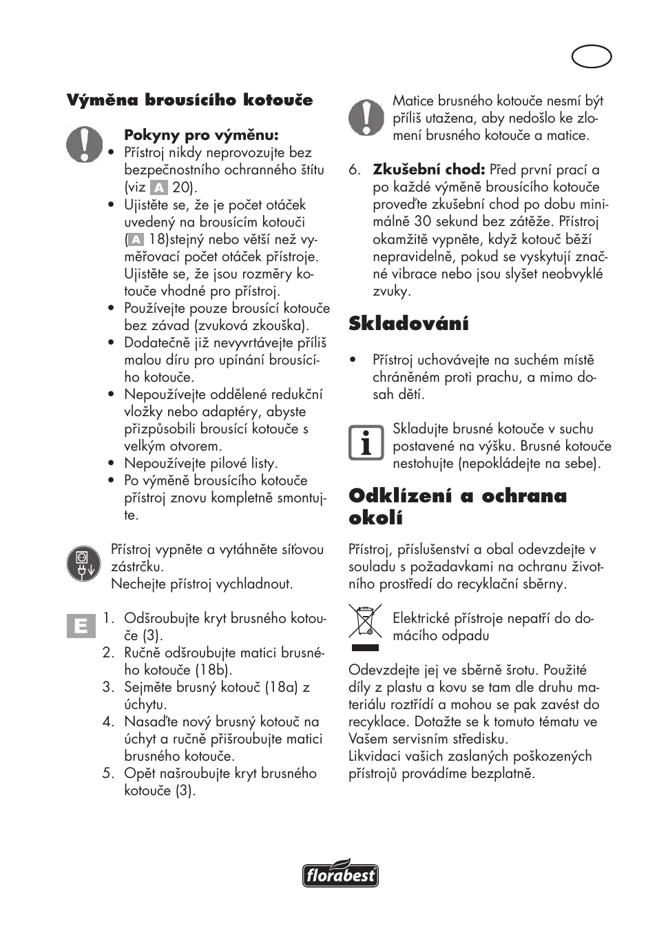 Skladování, Odklízení a ochrana okolí | Florabest FSG 85 B1 User Manual | Page 71 / 112