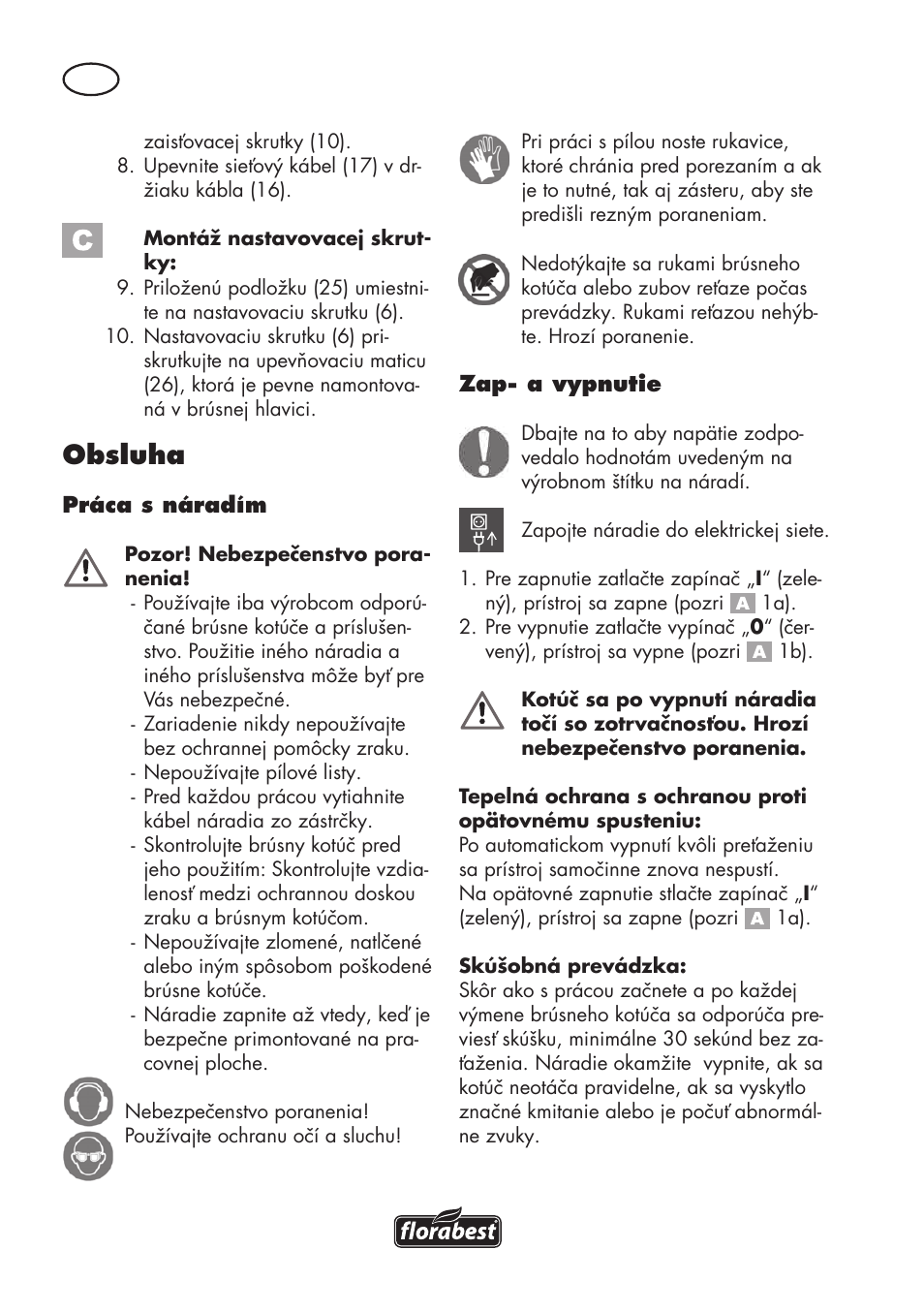 Obsluha | Florabest FSG 85 B1 User Manual | Page 82 / 112