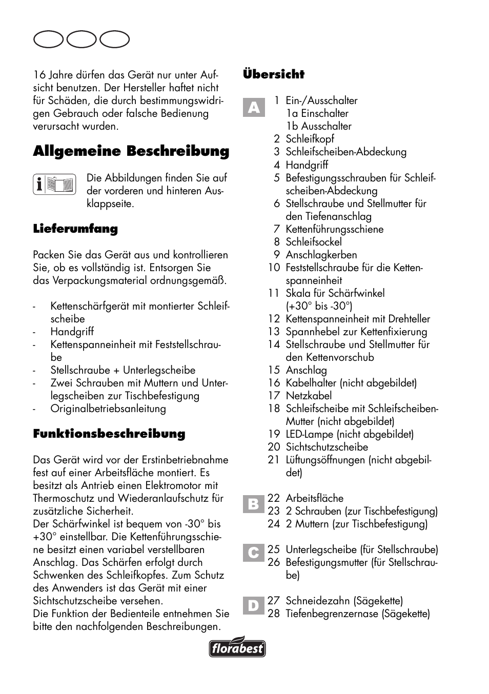 Allgemeine beschreibung, De at ch | Florabest FSG 85 B1 User Manual | Page 90 / 112