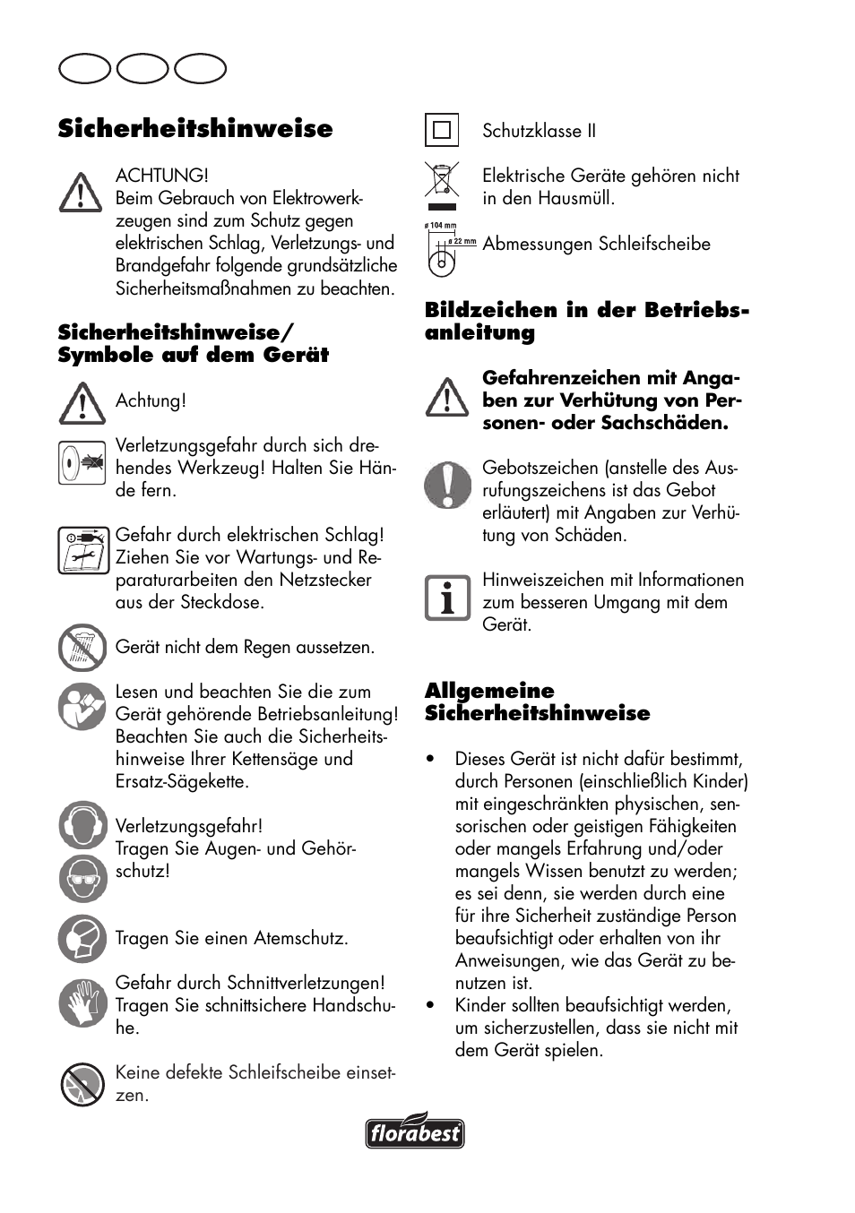 Sicherheitshinweise, De at ch | Florabest FSG 85 B1 User Manual | Page 92 / 112