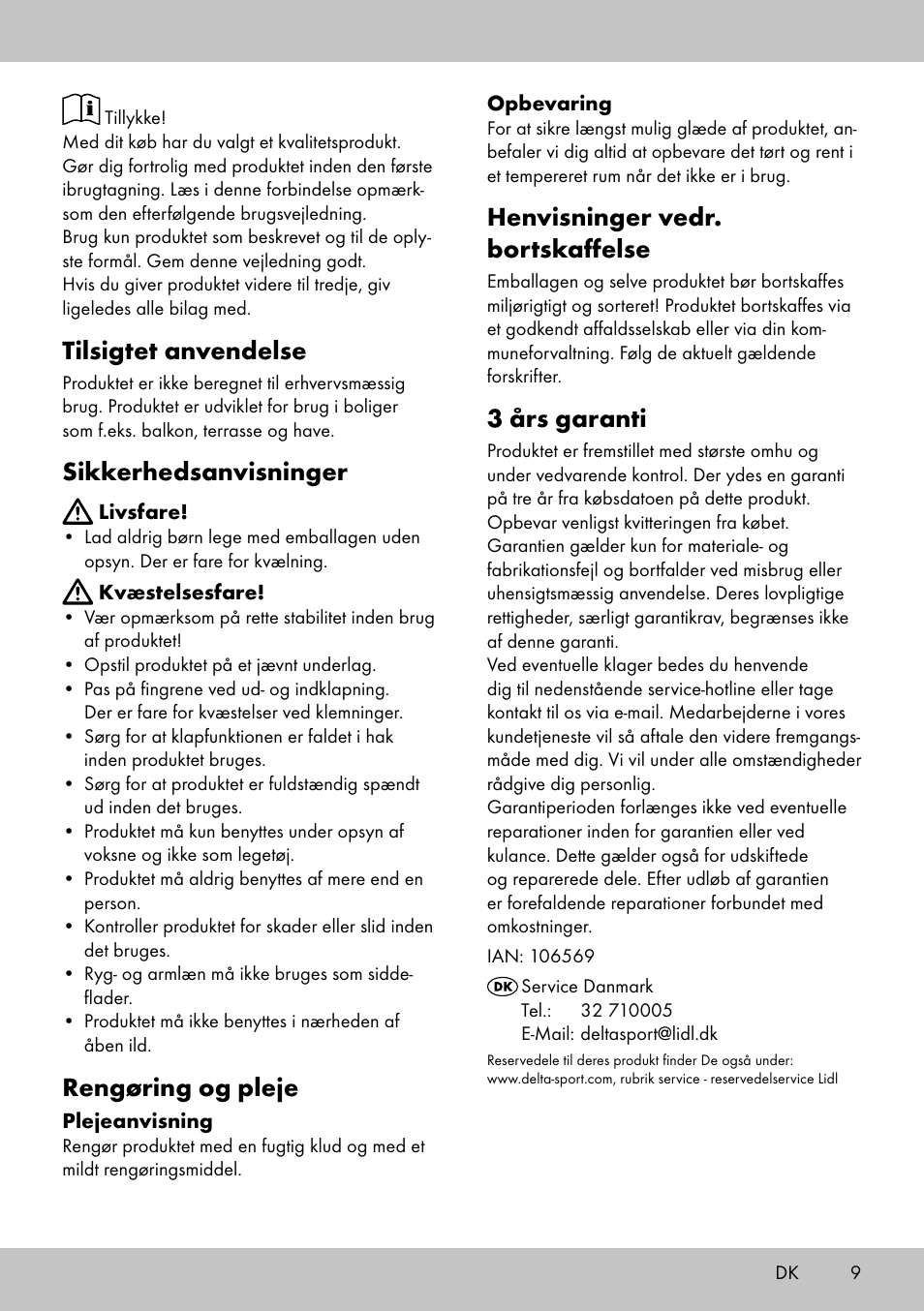 Tilsigtet anvendelse, Sikkerhedsanvisninger, Rengøring og pleje | Henvisninger vedr. bortskaffelse, 3 års garanti | Florabest LS-1708 User Manual | Page 7 / 14