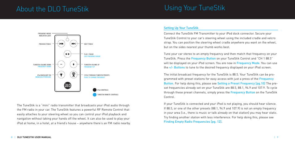 Using your tunestik, About the dlo tunestik | DLO TuneStik DLZ62000 User Manual | Page 5 / 12