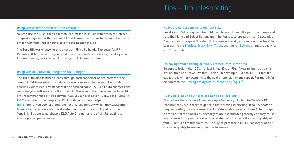 Tips + troubleshooting | DLO TuneStik DLZ62000 User Manual | Page 8 / 12