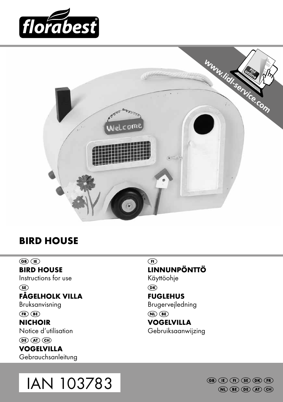 Florabest Bird House Style A User Manual | 16 pages