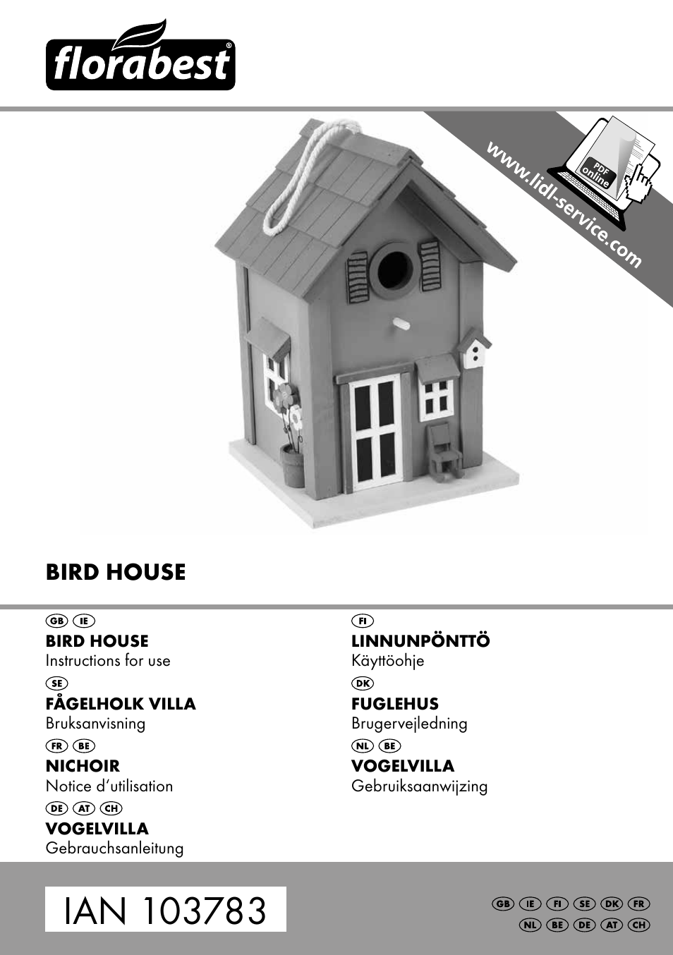 Florabest Bird House Style B User Manual | 16 pages