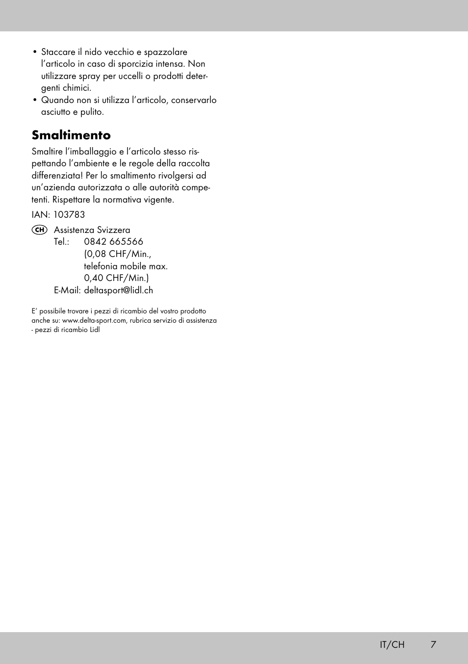 Smaltimento | Florabest Bird House Style A User Manual | Page 7 / 12