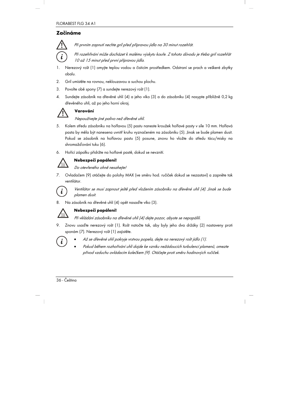 Začínáme | Florabest FLG 34 A1 User Manual | Page 38 / 87