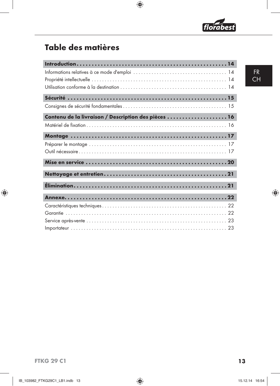 Florabest FTKG 29 C1 User Manual | Page 16 / 51