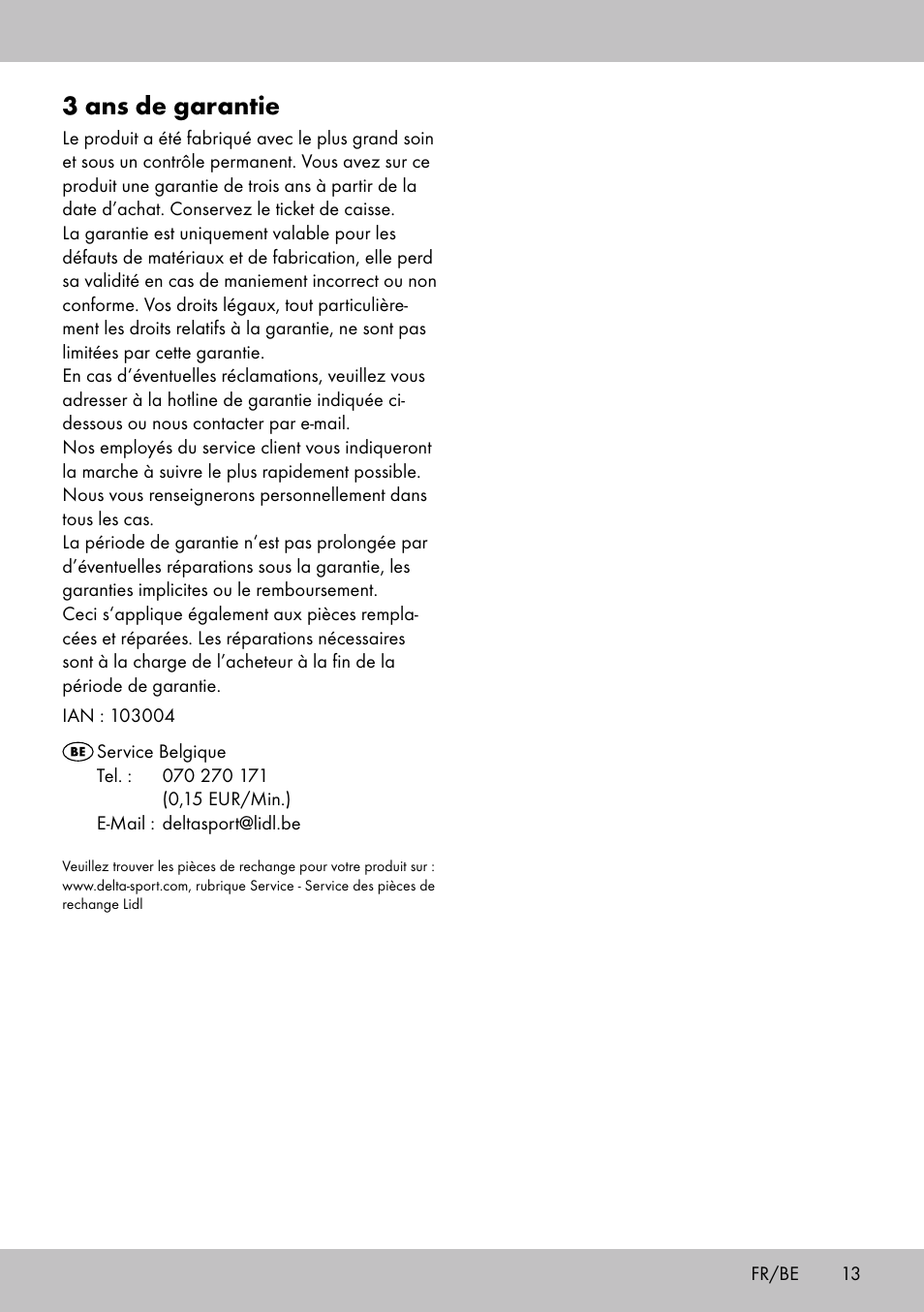 3 ans de garantie | Florabest PS-1801 User Manual | Page 13 / 20
