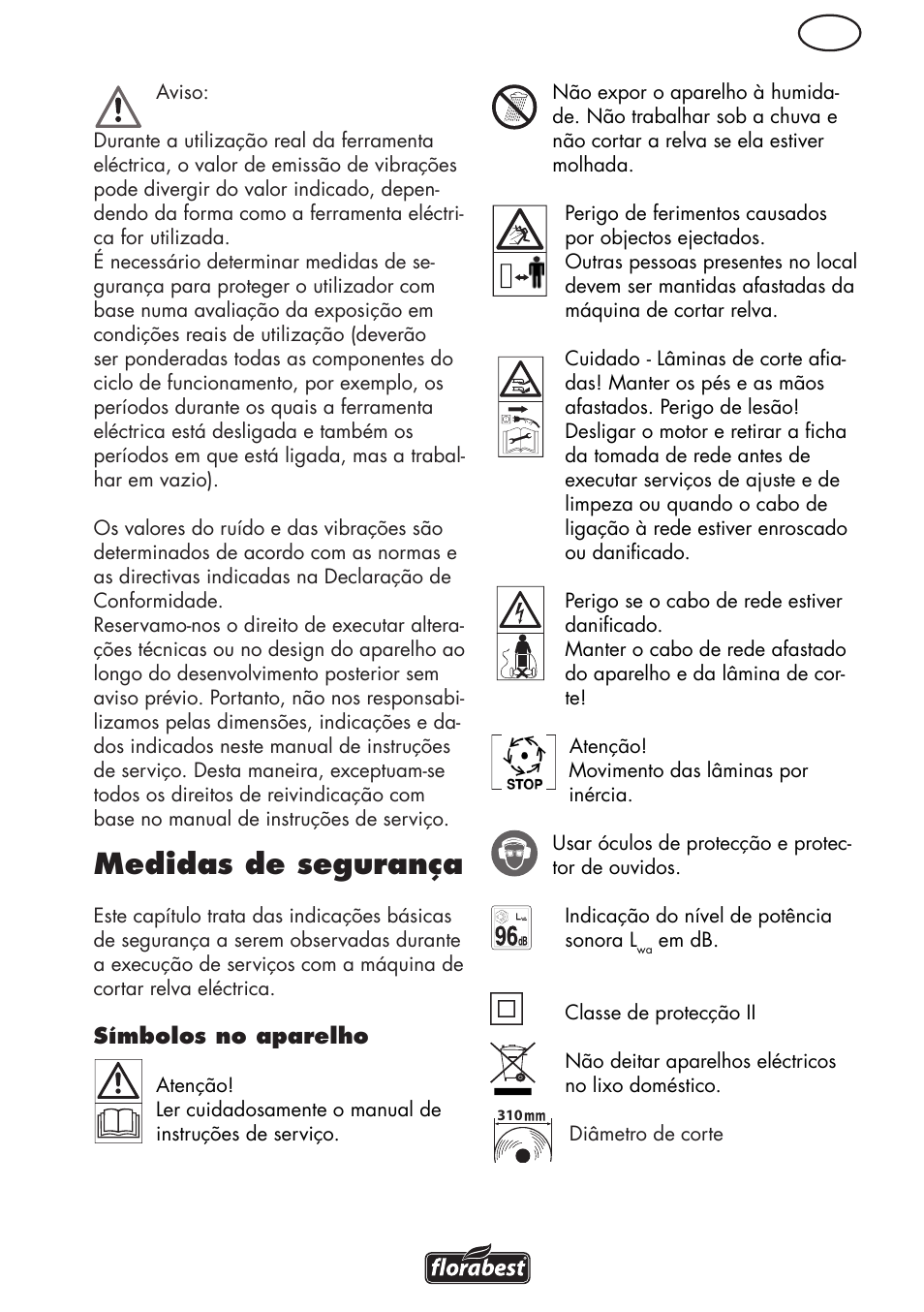 Medidas de segurança | Florabest FRM 1200 D3 User Manual | Page 19 / 64