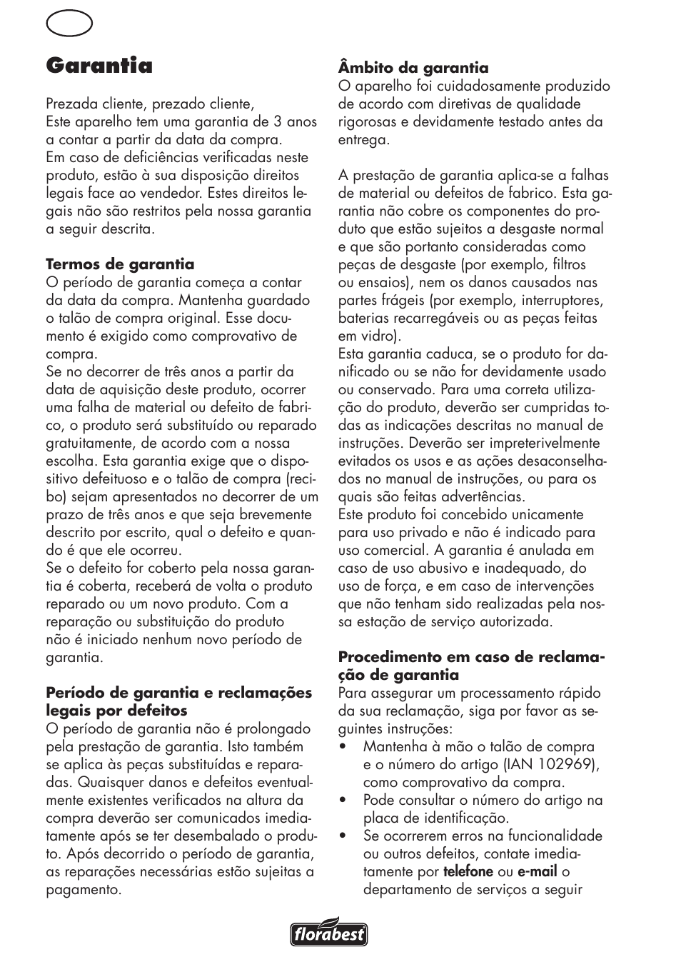 Garantia | Florabest FRM 1200 D3 User Manual | Page 28 / 64
