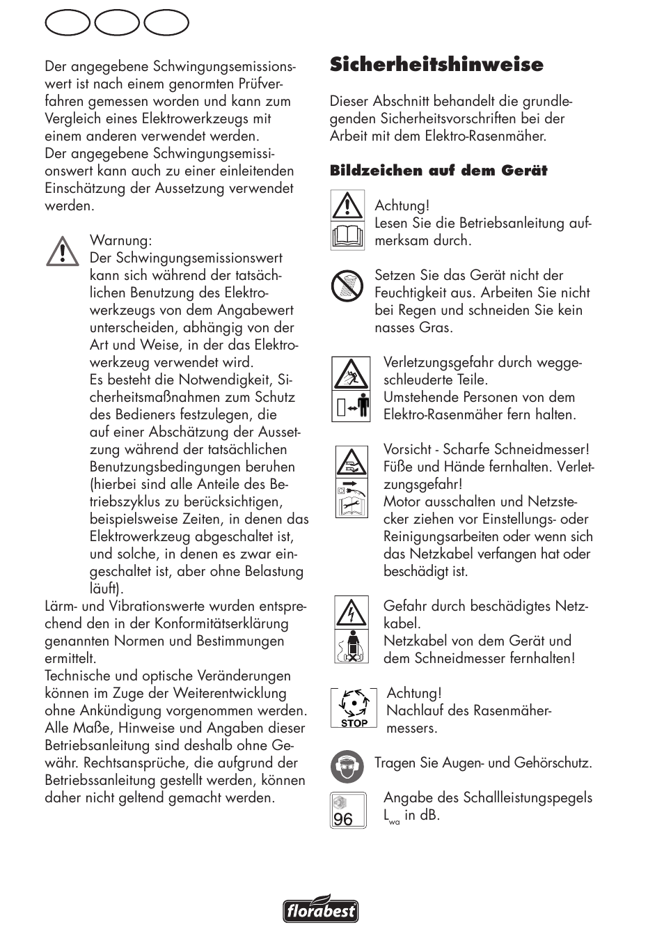 De at ch, Sicherheitshinweise | Florabest FRM 1200 D3 User Manual | Page 44 / 64