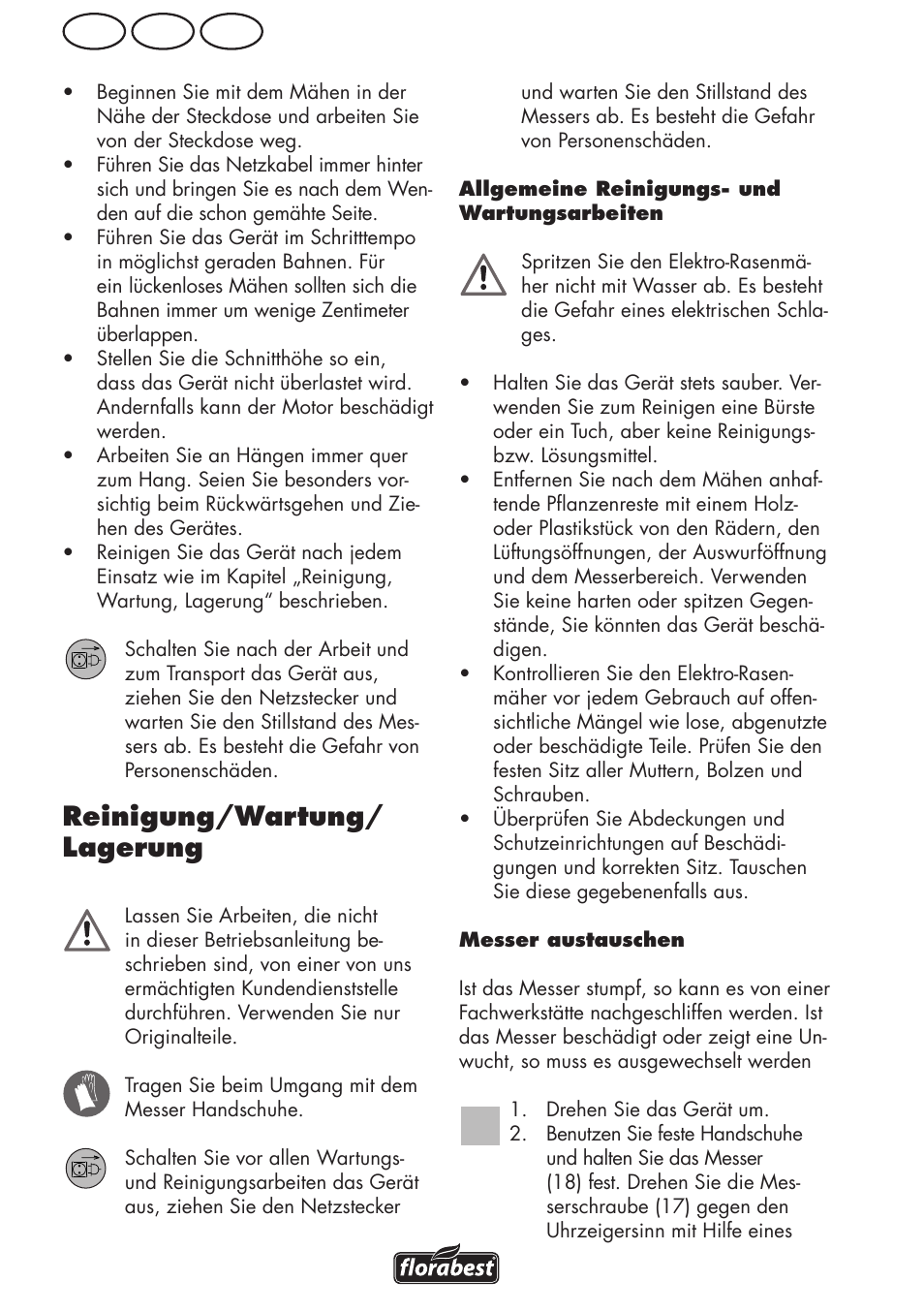De at ch, Reinigung/wartung/ lagerung | Florabest FRM 1200 D3 User Manual | Page 50 / 64