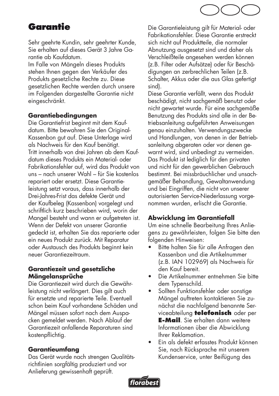 Garantie, Ch at de | Florabest FRM 1200 D3 User Manual | Page 53 / 64