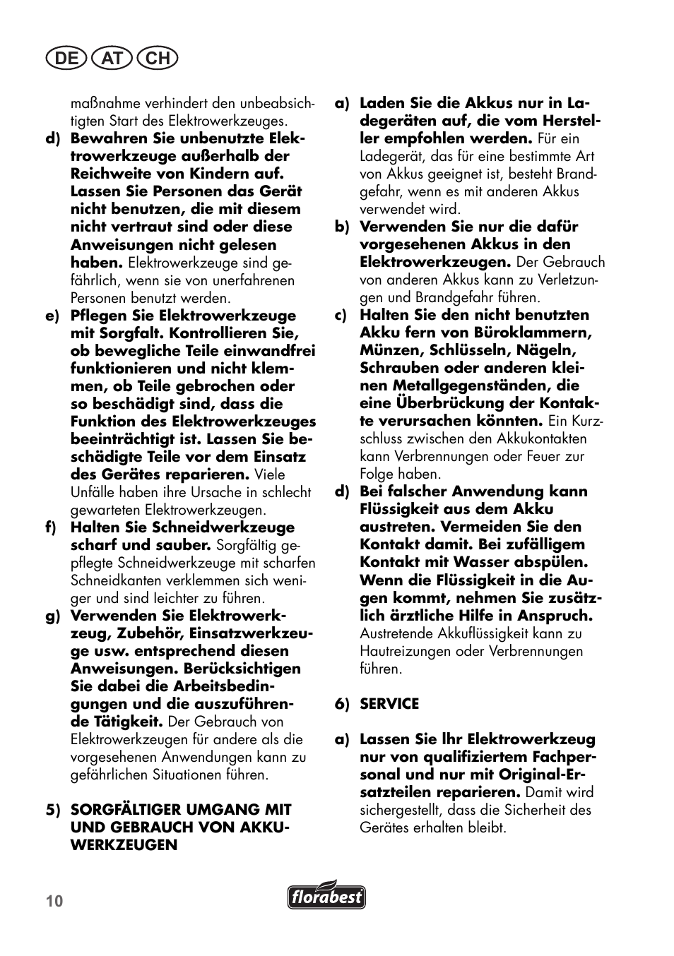 De at ch | Florabest FGS 3.6 A1 User Manual | Page 10 / 80