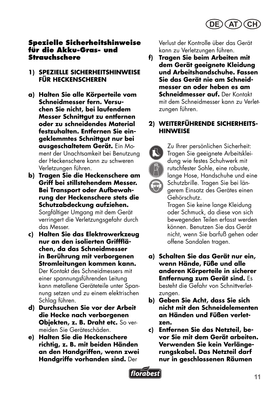 De at ch | Florabest FGS 3.6 A1 User Manual | Page 11 / 80
