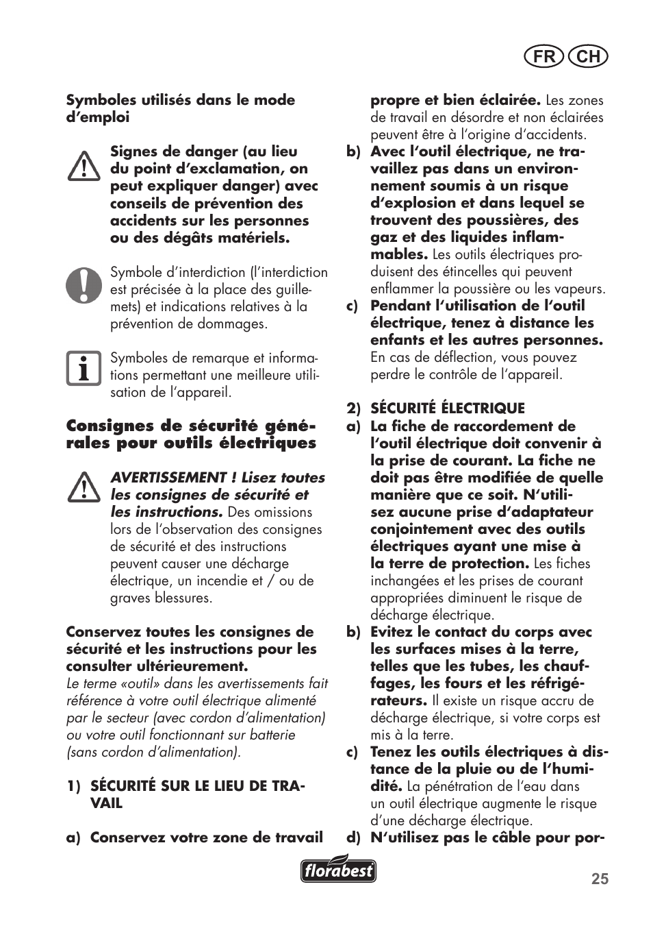 Fr ch | Florabest FGS 3.6 A1 User Manual | Page 25 / 80