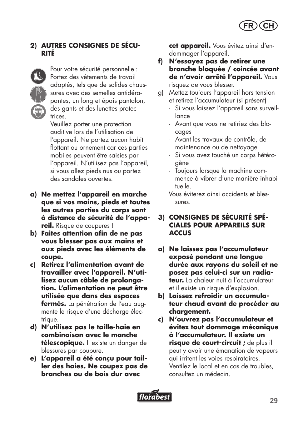 Fr ch | Florabest FGS 3.6 A1 User Manual | Page 29 / 80