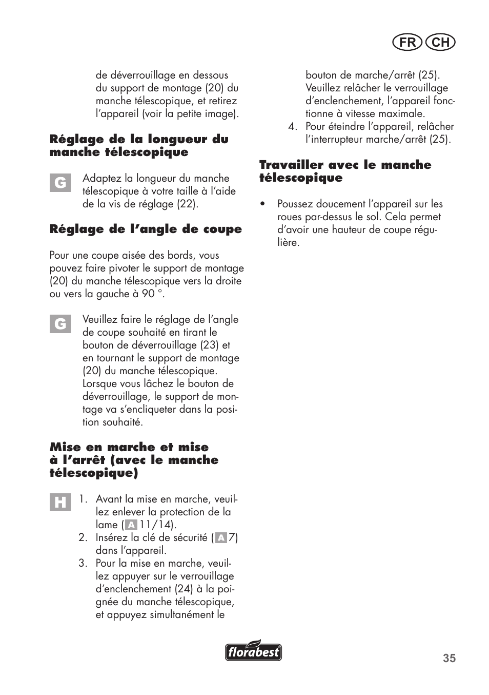 Fr ch | Florabest FGS 3.6 A1 User Manual | Page 35 / 80