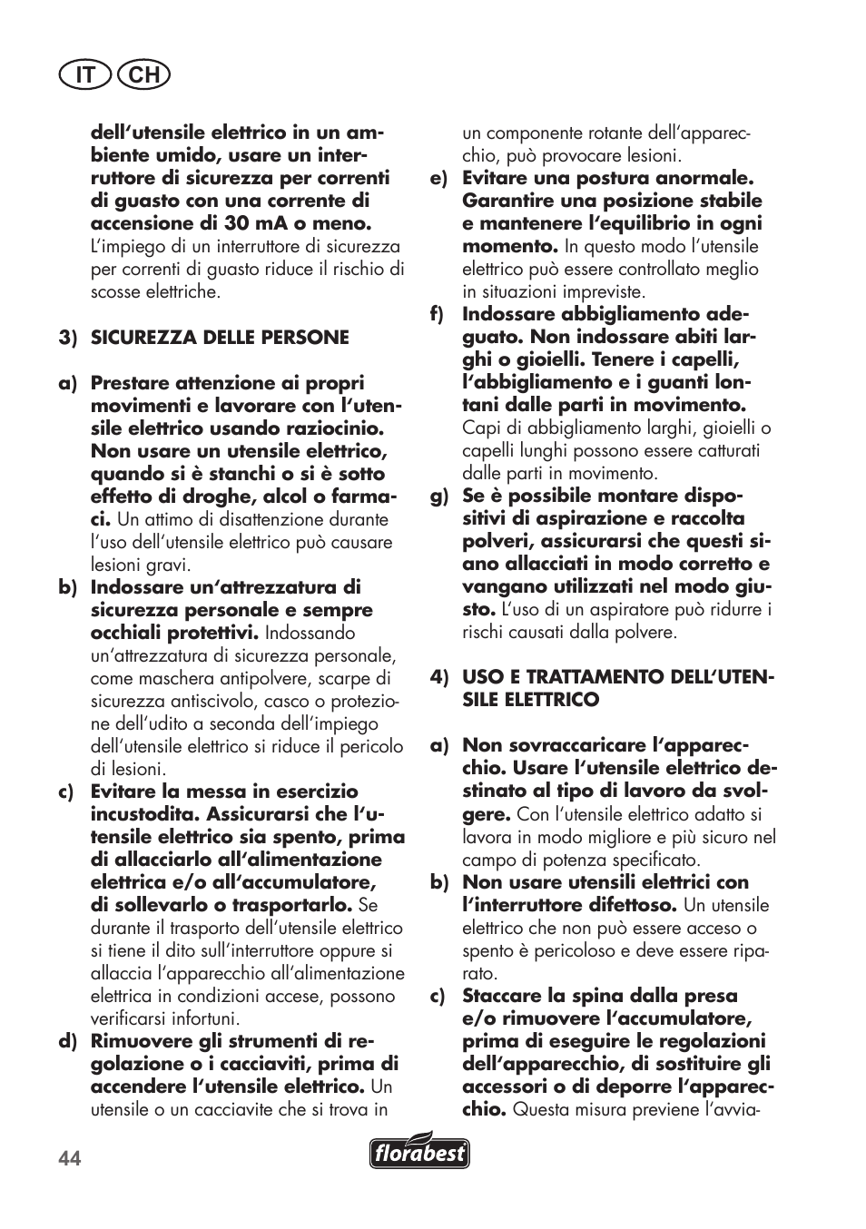 It ch | Florabest FGS 3.6 A1 User Manual | Page 44 / 80