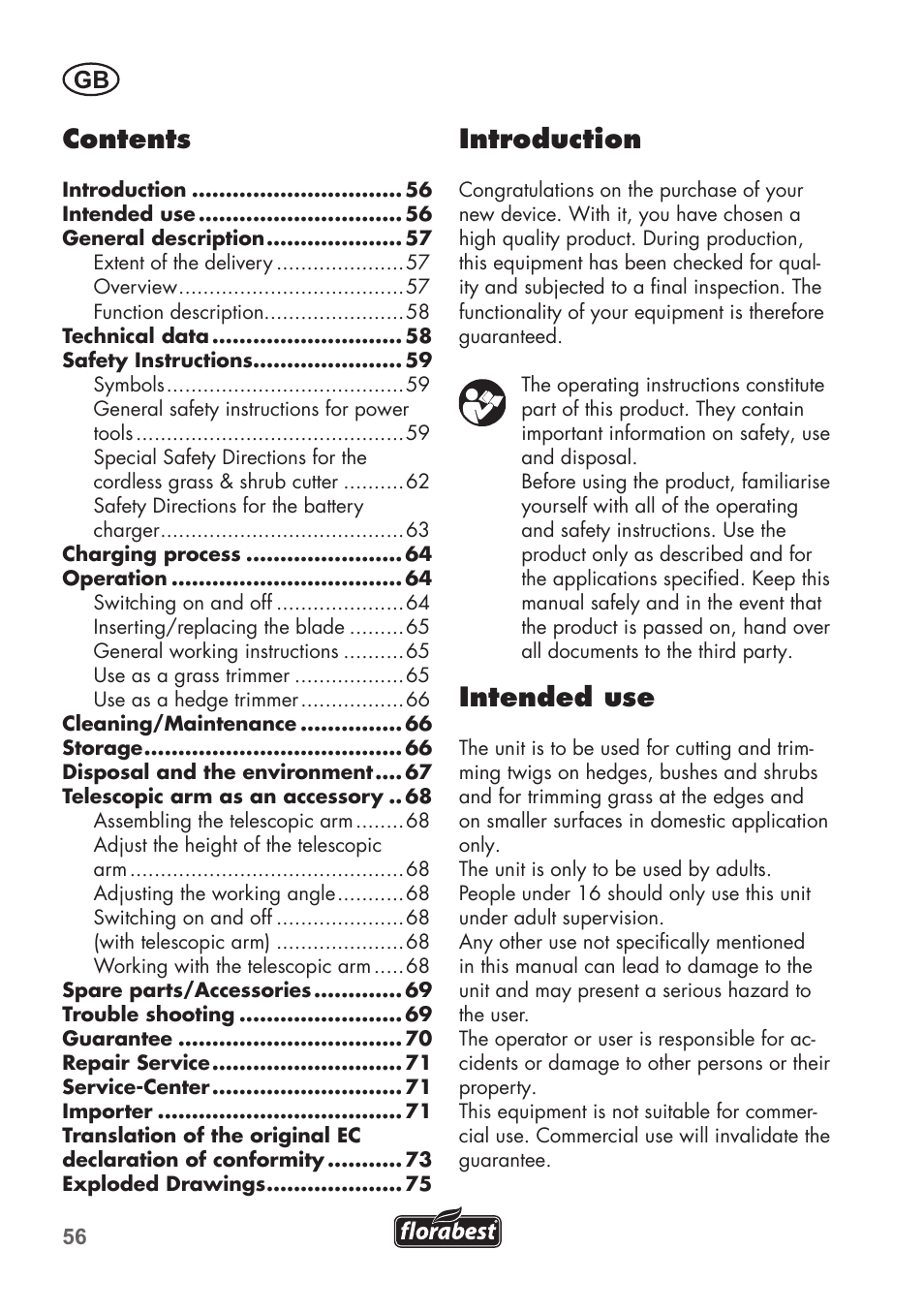 Florabest FGS 3.6 A1 User Manual | Page 56 / 80
