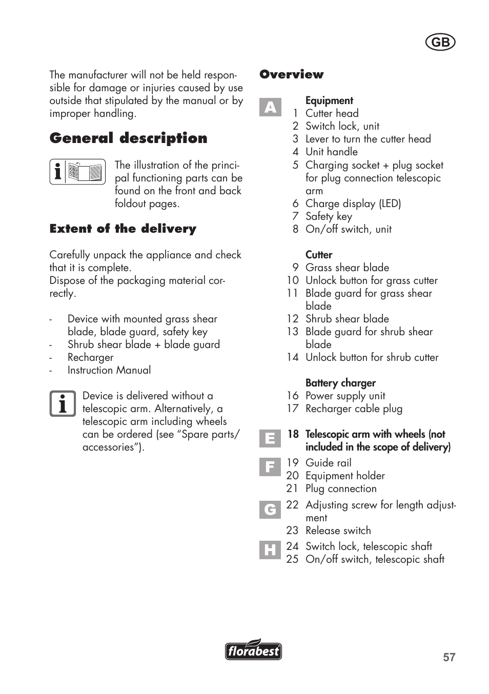 General description | Florabest FGS 3.6 A1 User Manual | Page 57 / 80