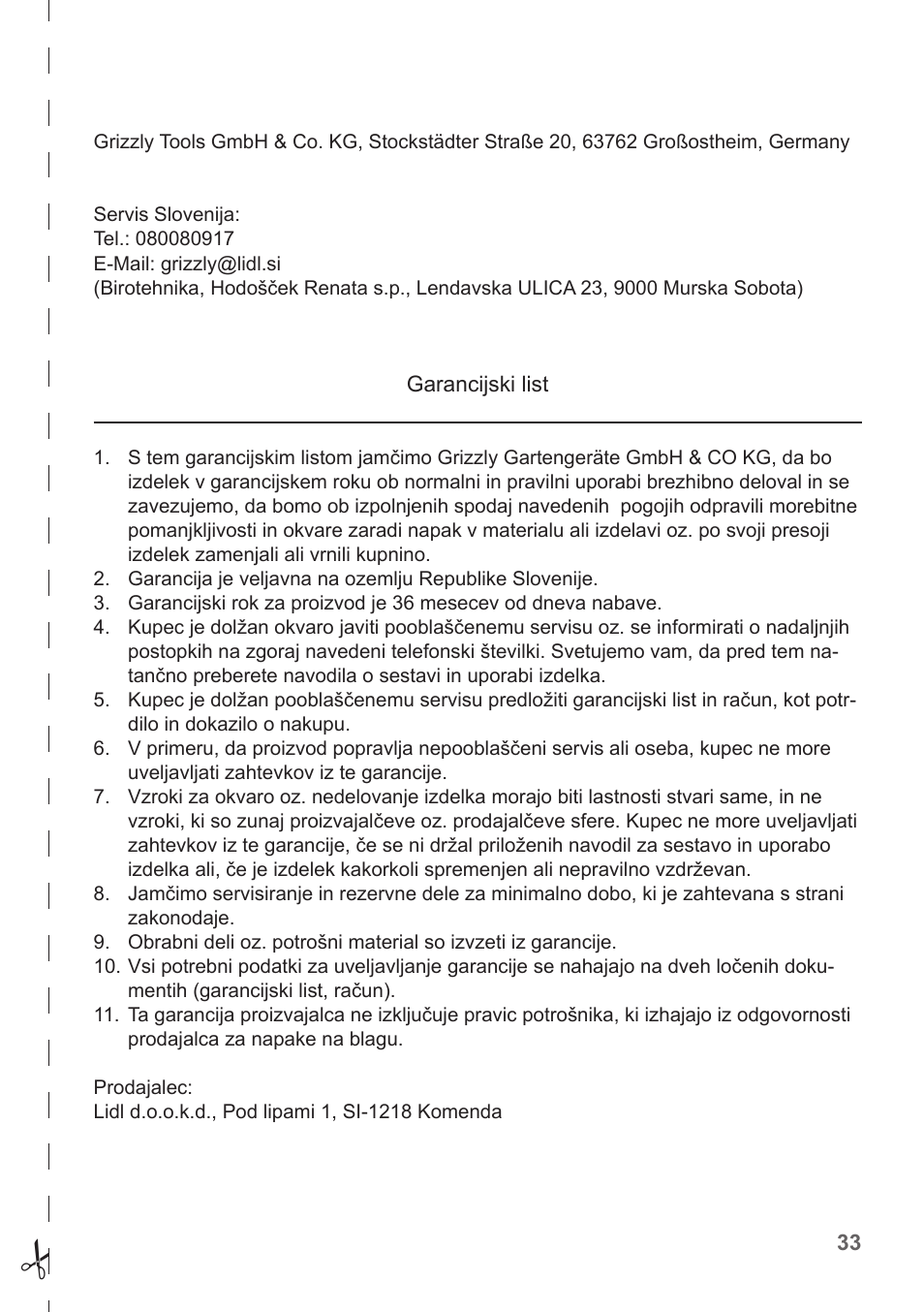 Florabest FGS 3.6 A1 User Manual | Page 33 / 92