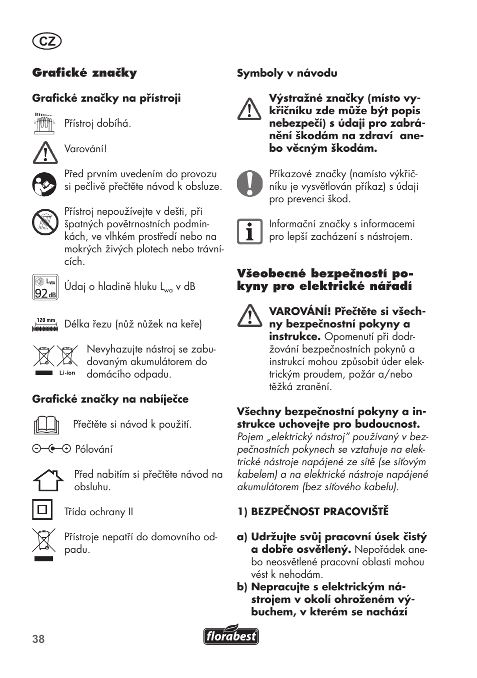 Florabest FGS 3.6 A1 User Manual | Page 38 / 92