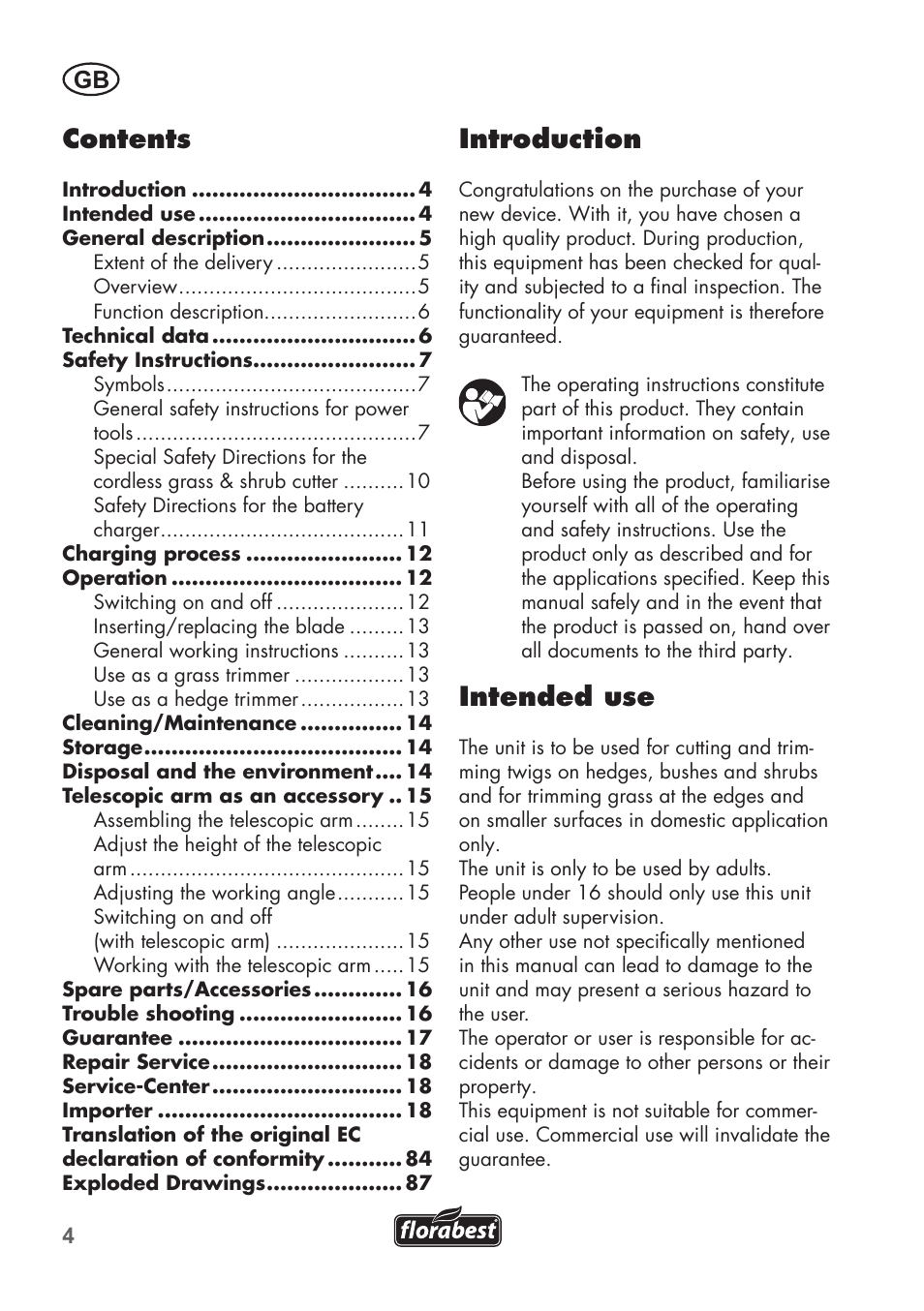 Florabest FGS 3.6 A1 User Manual | Page 4 / 92