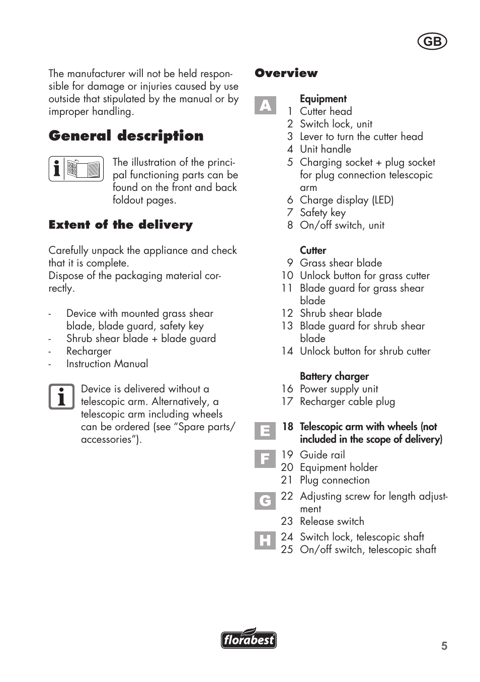 General description | Florabest FGS 3.6 A1 User Manual | Page 5 / 92
