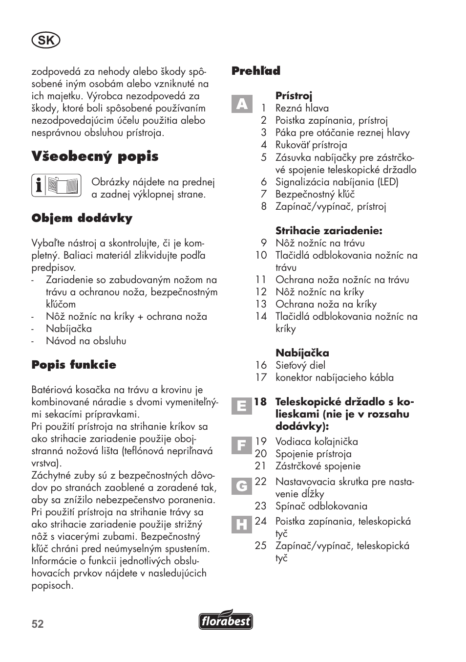 Všeobecný popis | Florabest FGS 3.6 A1 User Manual | Page 52 / 92